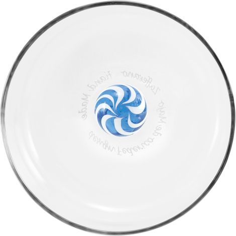 Bilia Set di 4 Tumbler Candy in Vetro Borosilicato Soffiato a Mano Colore Blu con Sfera Decorativa Interna a Righe Design Artigianale per Tavola