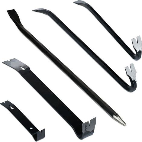 5-teiliges Brecheisen-Set, Sechskanthebel, großer Nagelzieher, Stahl, Schwarz (1/4)