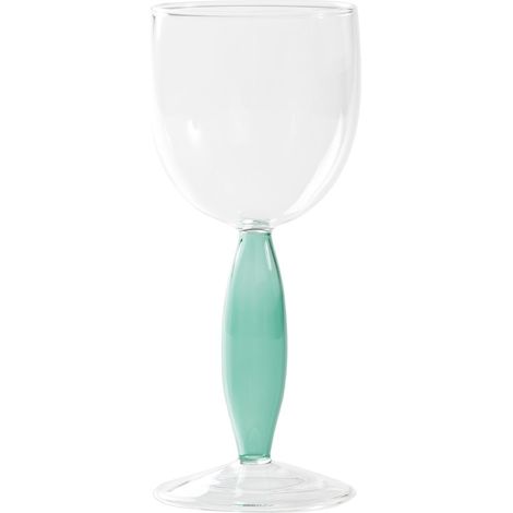 Dorici Lot De 4 Verres À Vin Blanc En Verre Borosilicaté Soufflé À La Main Transparent Et Vert Lac, Design Artisanal Élégant Et Raffiné (1/3)
