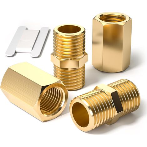 4 pièces 1/8 "à 1/8" femelle et mâle BSP filetage laiton hexagonal mamelon et connecteur de couplage hexagonal pour la Conversion de raccordement de tuyau (1/5)