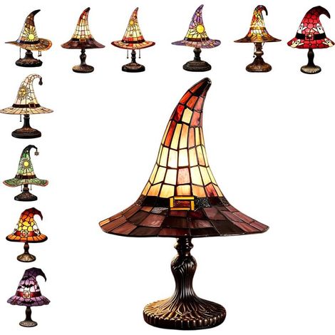 Lampe chapeau sorcière – Vitrail – 18cm – USB – Halloween – Gothique – Bibliothèque (1/5)