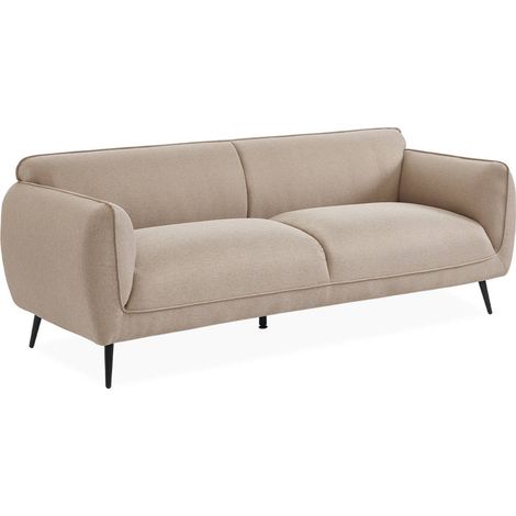 sweeek - 3-Sitzer-Sofa mit Stoffbezug und Metallfüßen, Stoff, Beige (1/5)
