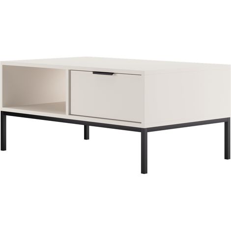 Table basse AUSTIN 60x45x100 cm Avec tiroir Avec rangement noir (1/5)
