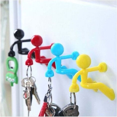 (4 colori) Set di 4 robusti ganci magnetici per chiavi con supporti da parete
