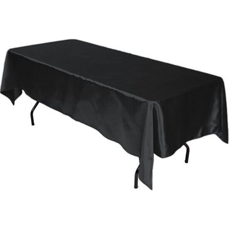 Lot de 2 nappes noires 147 x 274 cm, en polyester lavable, antitaches et infroissables, idéales pour les repas, les buffets et le camping. (1/4)