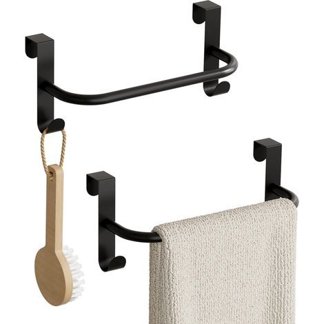 2 Porte-torchon, 2 Crochets, Métal, Sans Perçage, Pour Cuisine Salle De Bain (1/5)