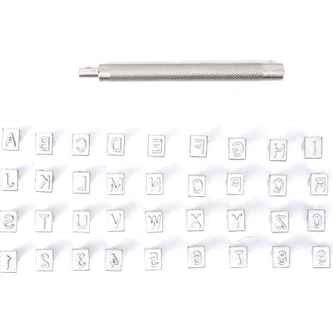 Jeu de 36 poinçons alphabet et chiffres pour travail du cuir, outil de frappe DIY 6mm, kit d'estampage artisanal (1/5)
