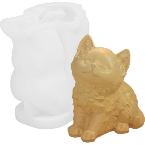 3D Katze Silikonform für Kerzen, Seife, Harz, Gips, Wachs, Squishies