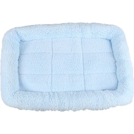 1 Tapis de repos pour chat et chien, coussin en peluche douce avec bordure surélevée, antidérapant, bleu, taille S (1/5)