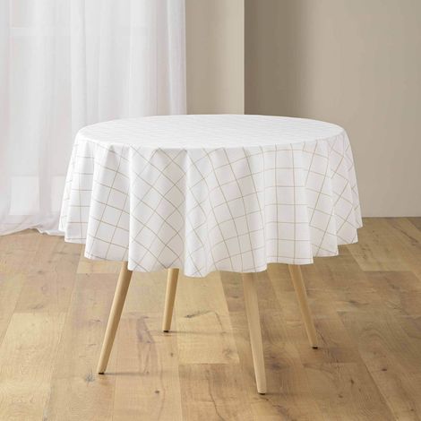 Nappe Ronde à Carreaux "Axel" 180cm Naturel (1/4)