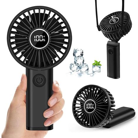 BRAVIX Mini Ventilateur Portable, 3600mAh USB Ventilateur de Poche Rechargeable, Petit Ventilateur a Main avec 6 Vitesses, Portatif Electrique Fan de Bureau à Pile Silencieux avec Batterie Externe, No (1/5)