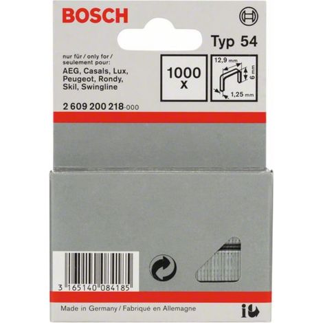 Agrafe à fil plat type 54 Bosch, 12,9 x 1,25 x 6 mm -2609200218