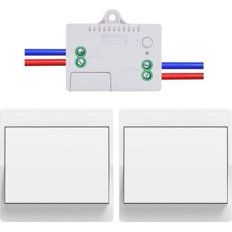EU interruptor sin cable sin pilas Lote de 2 kit interruptor sin cable autoalimente va et vient sans fil sin pila interruptor de radio a distancia eclairage domestique (EU 1Gang 2V1 A)