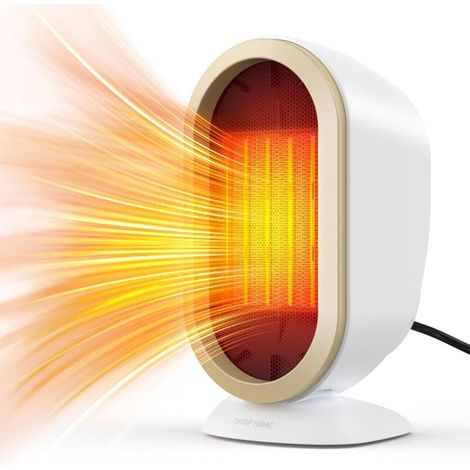 Chauffage Soufflant, 1200W Chauffage Électrique de Salle de Bain, à Deux Vitesses, Chauffage D'appoint Compact Mini Radiateur Soufflant Céramique de Bureau Énergie pour le Patio et la Maison, Blanc (1/5)