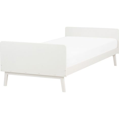 Letto singolo moderno con rete a doghe in legno bianco 90 x 200 cm Bonnac