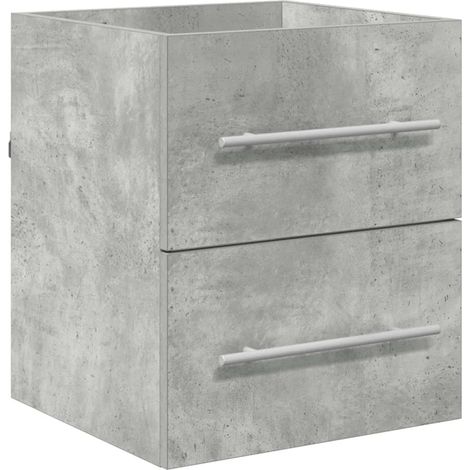 Armoire d'évier murale grande capacité rangement salle de bain 38,5 x 41 x 48 cm en bois d'ingénierie gris béton (1/5)