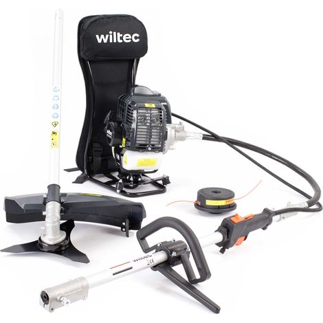 Wiltec Multiherramienta de jardín 2-en-1 motor 2 tiempos con alargador cortacésped y desbrozadora