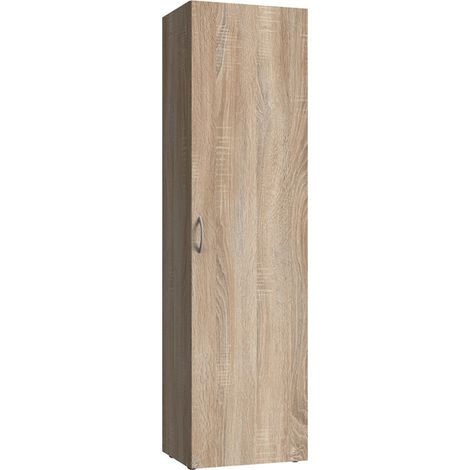 Pegane – Armoire de rangement 1 porte imitation chêne – Dimensions 40x185x40 cm – Panneaux de particules mélaminés – Poids 30 kg