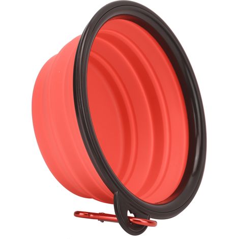 Gamelle pour chien portable, facile à nettoyer, durable et pliable, idéale pour les voyages et les promenades (rouge). (1/5)