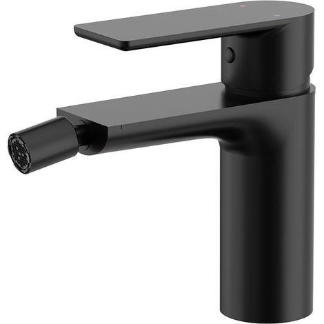 Grifo bidé monomando Duich Negro, con aireador Neoperl, cartucho cerámico, material inoxidable AISI 304, grifería de baño moderna