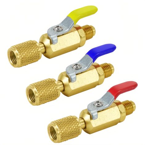 R12 R134A R410A Vannes d'arrêt Climatisation Réfrigérant 1/2 ACME 1/4 SAE 5 / 16SAE Vanne à bille droite on-off (paquet de 3)