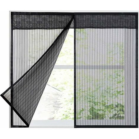 Moustiquaire pour Fenêtre, Moustiquaire Magnétique, Moustiquaire avec Magic Tape Moustiquaire Protection, Noir, 120x150cm (1/5)