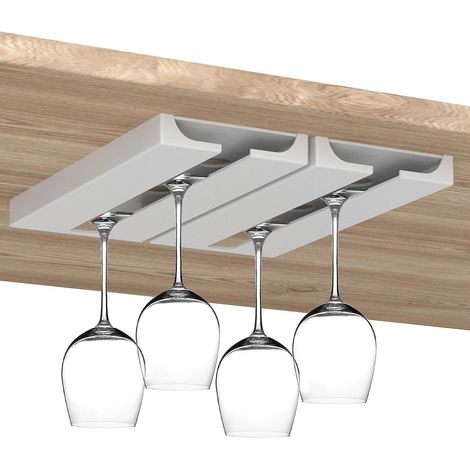Weinglashalter – Unterbau-Stielglasregal, Weinglasaufbewahrung – weiß – 2er-Set