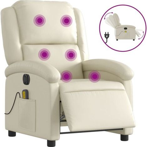 Fauteuil de massage électrique inclinable en similicuir beige (1/5)