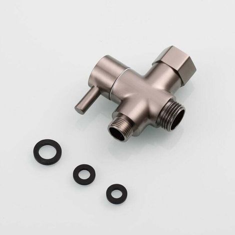 Valvola deviatrice a 3 vie in ottone, adattatore da 3/8”-12/17” per linea dell'acqua del WC, nichel (1/4)