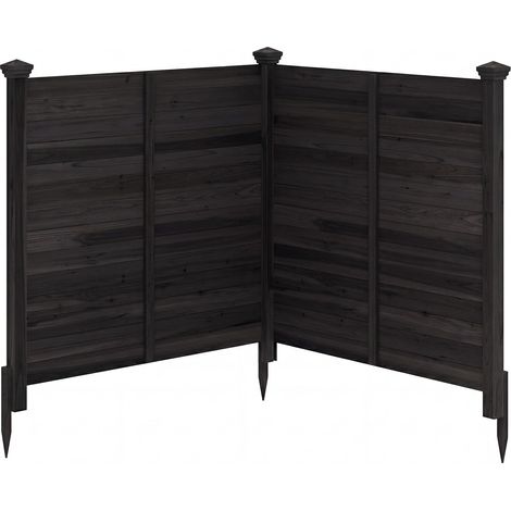 COSTWAY Clôture de Jardin 2 Panneaux, Écran d'Intimité Extérieur en Bois de Sapin avec Piquets de Sol, Clôture Décorative pour Climatiseur Poubelles Équipements de Piscine Patio Cour (Noir) (1/5)