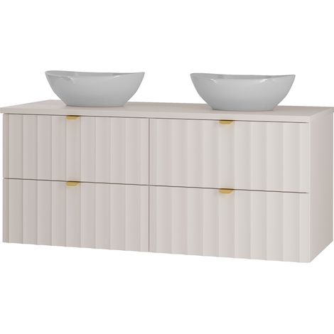 Waschbeckenunterschrank inkl. Waschbecken 120 cm breit in weiß matt AVOLA-140 (1/5)