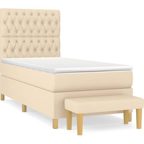 Maison Exclusive - Cama box spring con colchón tela color crema 1 (1/5)