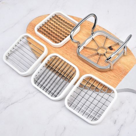 Five-piece stainless steel set: apple slicer, grill cutter, French fry slicer, potato slicer, fruit slicer, cucumber slicer, radish slicer (1/4)