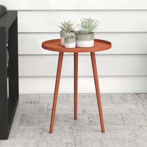 Table d'appoint. Table basse. Table de jardin. Table de terrasse pour jardin ou balcon. Acier. 40 x 40 x 50 cm. Rouge.