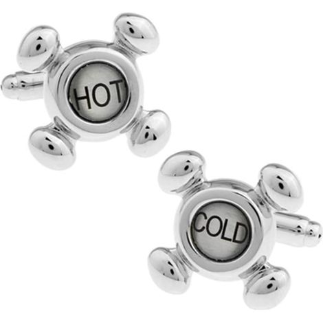 Boutons de manchette robinet chaud/froid – Cadeau plombier – Accessoire chemise thème plomberie (1/3)