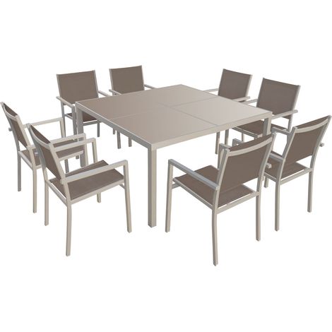 CAGLIARI set di mobili da giardino in textilene taupe 8 posti - alluminio taupe