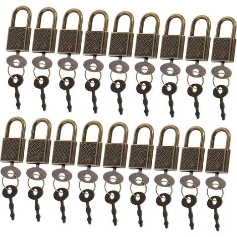 Lot de 20 mini cadenas vintage robustes en alliage avec clés, boîtes (1/5)