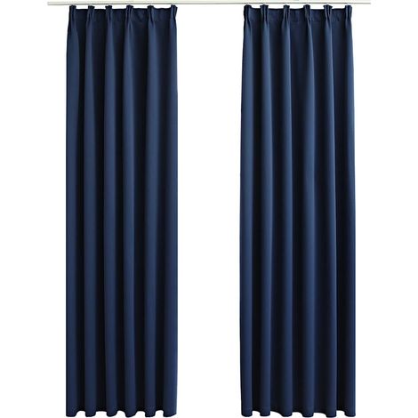 Maison Exclusive - Verdunkelungsvorhänge mit Haken 2 Stk. Blau 14