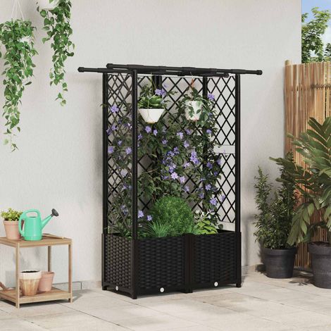 Teenpull – Hochbeet mit Rankgitter und Dach Schwarz 124 x 40 x 136 cm PP (1/5)