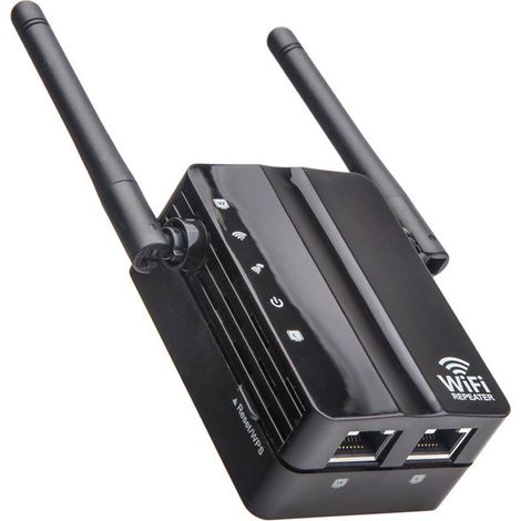 WLAN-Repeater – 300 Mbit/s – 2,4 GHz – Repeater- und Router-Modus – Dual-Antennen – RJ45-Anschluss – WPS – Kompakt (1/5)