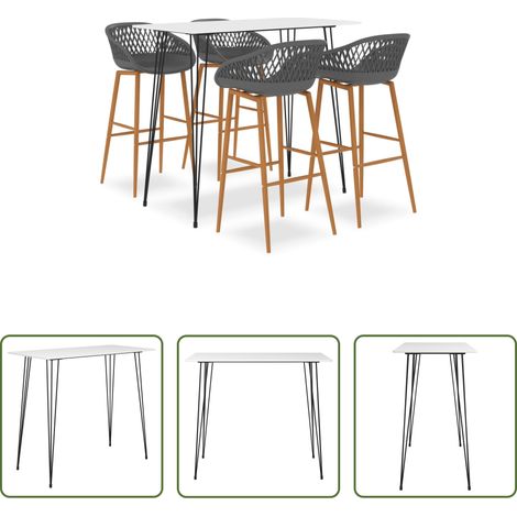 Barhocker - 5-tlg. Bar-Set Weiß und Grau (1/5)