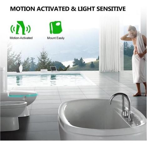 Lampe LED pour Toilette, Veilleuse WC à 16 couleurs, éclairage nocturne intérieur pour toilettes, sans batterie (1/5)