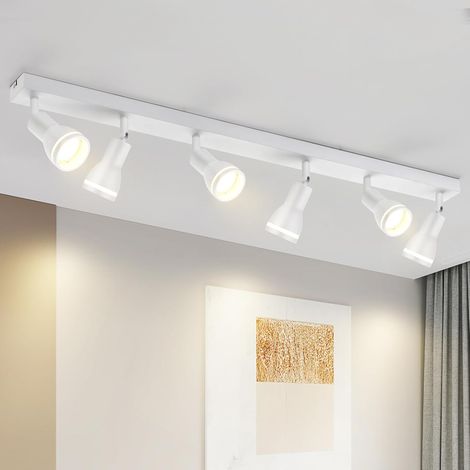 ZMH Spot de Plafond LED 6 Ampoules Blanc Salon Plafonnier Spot Orientable GU10 Spot Plafonnier Moderne Plafonnier Spot pour Cuisine, Chambre, Couloir, sans Ampoule (1/5)