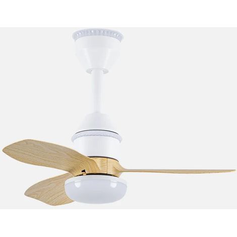 Asaf Gleichstromventilator 20 W 2100 lm Weiß/Buche 3 Flügel 62 d 3000 K 4200 K 6500 K Dimmbare Intensität + Fernbedienung + Time (1/2)
