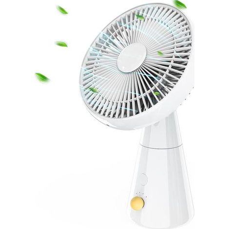 Ventilateur Silencieux, 25 cm Oscillant Ventilateurs de Table, 4 Vitesses Ventilateur Sans Fil, 3000 mAh Batterie Rechargeable USB Ventilateur de Bureau pour Chambre, Table, Bureau (Blanc) (1/5)
