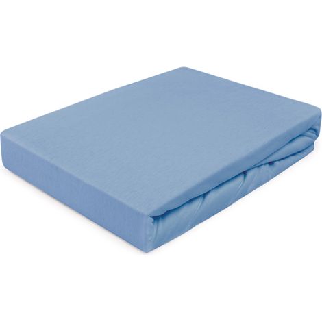 Sábana bajera ajustable de algodón 60x120 cm, jersey 100% algodón azul (1/5)