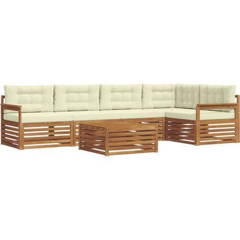 Conjunto de sofás de exterior con cojín 6 pcs Natural y Crema vidaXL (1/5)