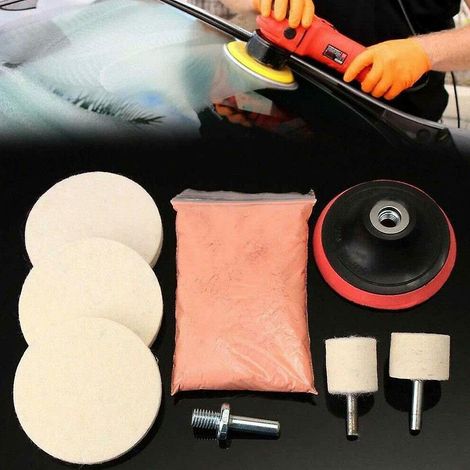 Nouveau kit de polissage de pare-brise en oxyde de cérium (8 tampons en feutre anti-rayures) P4A2 (1/4)