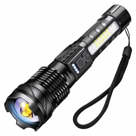 Lampe torche LED ultra puissante 20000 lumens – Portée 500m – USB-C rechargeable – 7 modes d'éclairage – Clip pour camping et urgences (1/5)