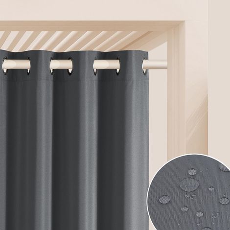 Rideau d'Extérieur avec œillets Garden Line 155 x 250 cm Largeur x Hauteur Impermeable pour Jardin pergola terrasse Curtain Gris foncé, 1 pièce